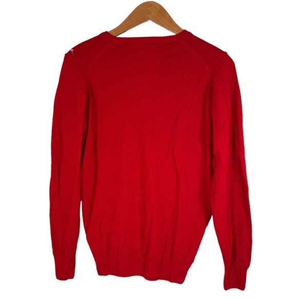Vintage Edinburgh Woollen Mill Sweater Mens 30 Small Red V Neck Lambswool Wool - Picture 2 of 7